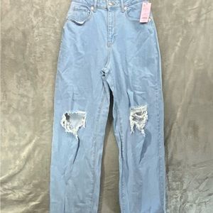 Women's Super-High Rise Distressed Baggy Jeans - Wild Fable Light Wash 6